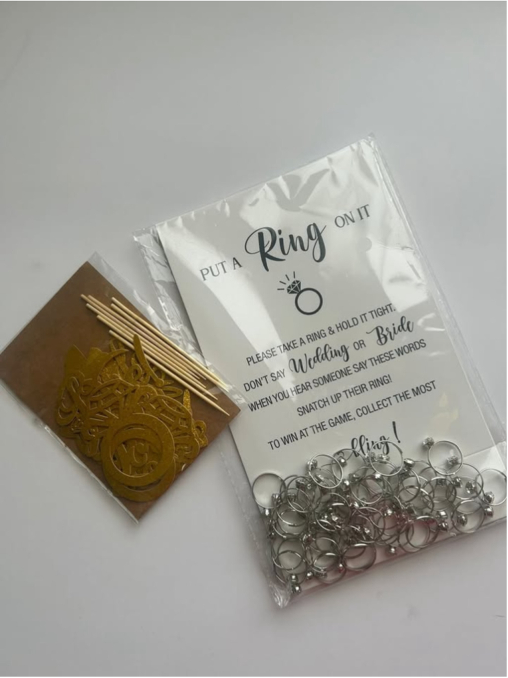 Wedding Party Bundle Party Ring Game Set Cupcake Toppers